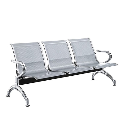 Băng ghế chờ bằng thép không gỉ màu bạc 3 chỗ ngồi cho phòng khám bệnh viện sân bay