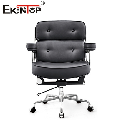 Mid Back ghế văn phòng da đen với Casters độc đáo