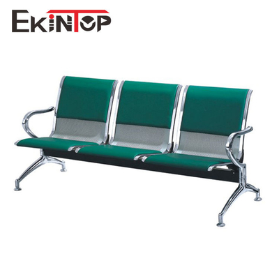 Ghế khu vực chờ sân bay xanh, Ghế 3 chỗ bằng thép bọc da tổng hợp