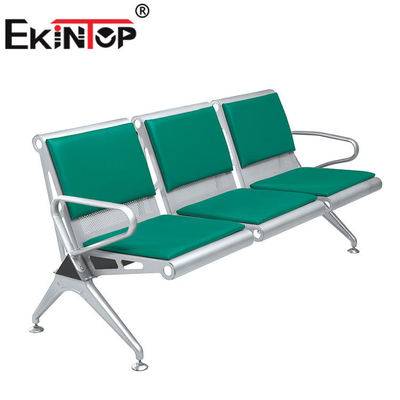 Ghế khu vực chờ sân bay xanh, Ghế 3 chỗ bằng thép bọc da tổng hợp
