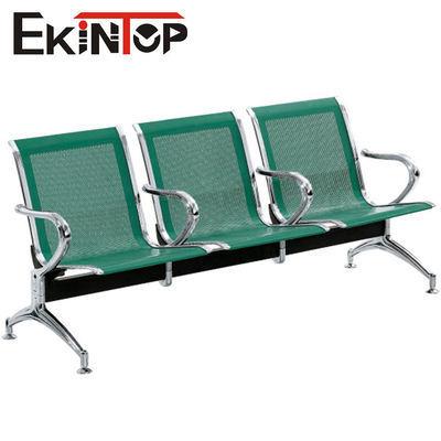 Ghế 3 chỗ bằng thép không gỉ màu xanh lá cây cho trường học sân bay phòng khám