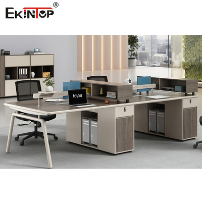 Máy trạm văn phòng hình khối bằng gỗ Hai màu khâu liền mạch OEM