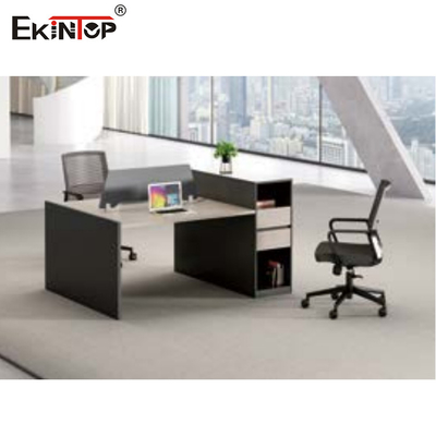 Khối gỗ và máy trạm, bàn máy tính hiện đại cho 2 người