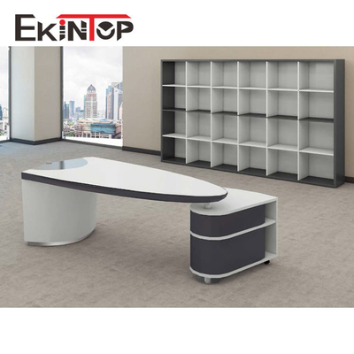 Văn phòng làm việc bằng kính hiện đại Bàn điều hành MDF Bề mặt bóng được chứng nhận SGS