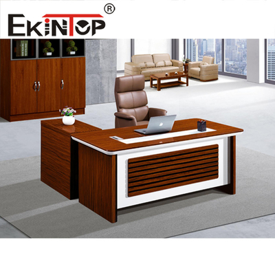 Gỗ Veneer Bàn điều hành hàng đầu và Ghế Bộ bàn làm việc bằng gỗ có tủ hồ sơ