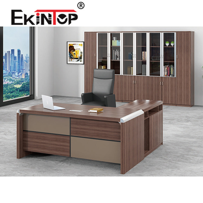 Bàn văn phòng bằng gỗ hình chữ L Viền PVC 3mm cho sếp Giám đốc điều hành Giám đốc điều hành