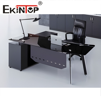 Bàn kính hiện đại màu trắng đen Văn phòng Bàn kính cường lực trong suốt