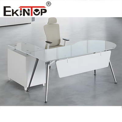 Modern tempered Glass Computer Desk Anti Collision Round Corner Cho Văn phòng gia đình