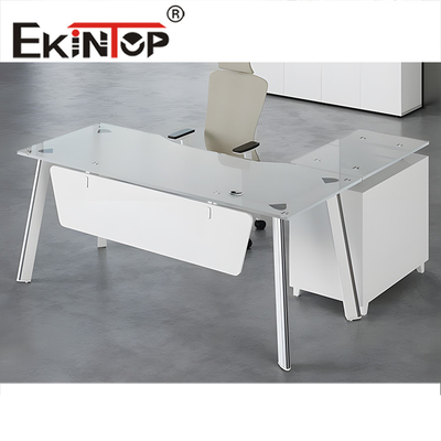 Modern tempered Glass Computer Desk Anti Collision Round Corner Cho Văn phòng gia đình