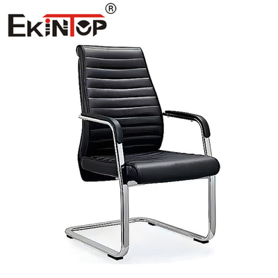 Ghế văn phòng bọc da cao cấp Chrome Black không có bánh xe cho văn phòng tại nhà