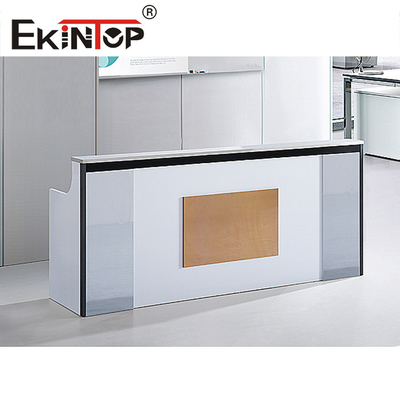 Bàn quầy lễ tân hợp kim nhôm, Bàn lễ tân văn phòng Tranh MDF