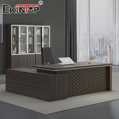Bàn làm việc văn phòng hình chữ L bền chắc Nội thất văn phòng điều hành chống ẩm