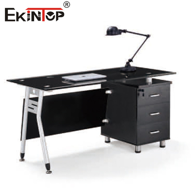 Modern Manager Kính cường lực Bàn máy tính Hình chữ L Nội thất văn phòng Bán buôn