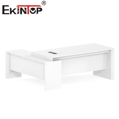 Bàn nội thất văn phòng hiện đại màu trắng Bàn điều hành hình chữ L MDF
