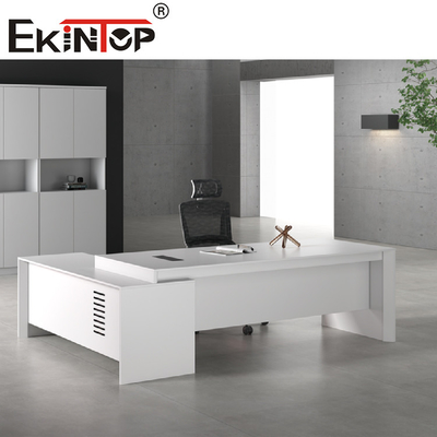 Bàn nội thất văn phòng hiện đại màu trắng Bàn điều hành hình chữ L MDF