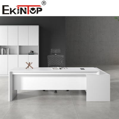 Bàn nội thất văn phòng hiện đại màu trắng Bàn điều hành hình chữ L MDF