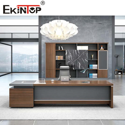Nội thất văn phòng hiện đại màu xám Bàn máy tính dành cho thương mại