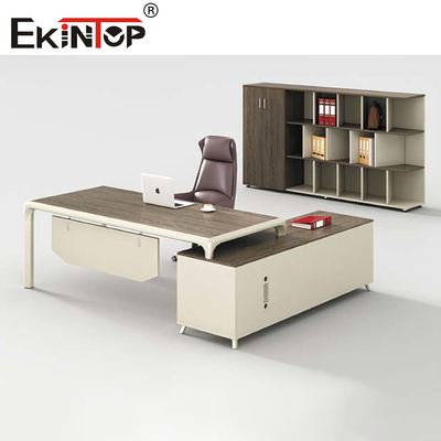 Bàn điều hành hiện đại hình chữ L có thể mở rộng Nội thất văn phòng Màu xám nâu