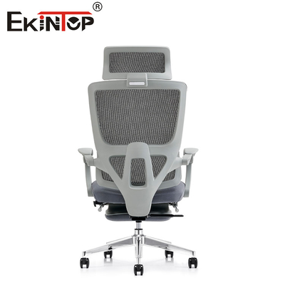 Ghế lưới văn phòng màu xám tiêu chuẩn dành cho người đau lưng có bánh xe tựa đầu