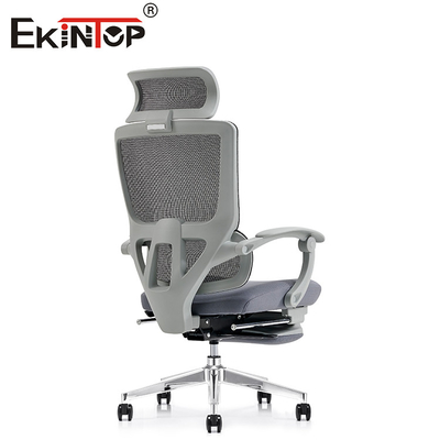 Ghế lưới văn phòng màu xám tiêu chuẩn dành cho người đau lưng có bánh xe tựa đầu