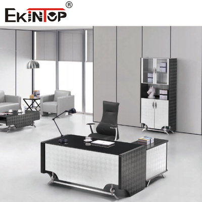 Bàn làm việc kính đen trắng kiểu dáng đẹp Nội thất văn phòng điều hành CEO hiện đại