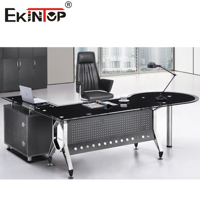4 chân Chân kim loại Bàn góc bằng kính Yêu cầu lắp ráp với tủ