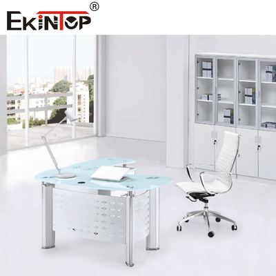Thương mại nhỏ kính trên bàn máy tính xách tay Modern Glass Office Writing Desk