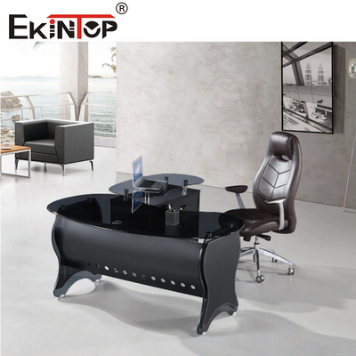 Kính cường lực dày Bàn máy tính Góc tròn Màu đen Cảm nhận đầy đủ gương