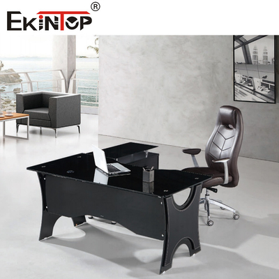 Kính cường lực dày Bàn máy tính Góc tròn Màu đen Cảm nhận đầy đủ gương