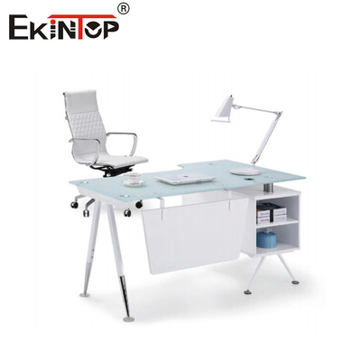 Bàn làm việc kính trắng hiện đại với ngăn kéo hình chữ nhật Bàn máy tính đồ nội thất nhà