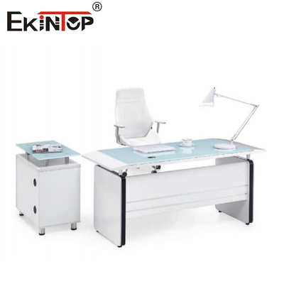 Bàn làm việc kính trắng hiện đại với ngăn kéo hình chữ nhật Bàn máy tính đồ nội thất nhà