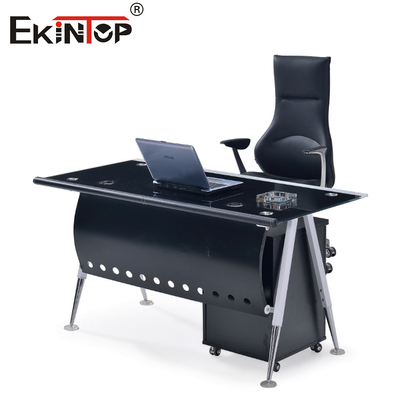 Bàn kính máy tính bền theo yêu cầu với ngăn kéo cho tòa nhà văn phòng
