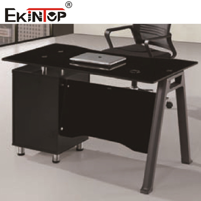 Bàn kính máy tính bền theo yêu cầu với ngăn kéo cho tòa nhà văn phòng