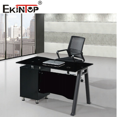 Bàn kính máy tính bền theo yêu cầu với ngăn kéo cho tòa nhà văn phòng