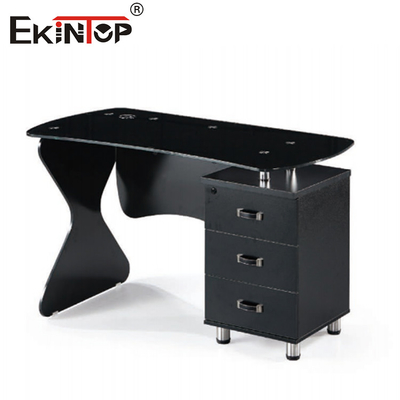 gỗ kim loại kính góc bàn máy tính Đen mịn bóng kết thúc