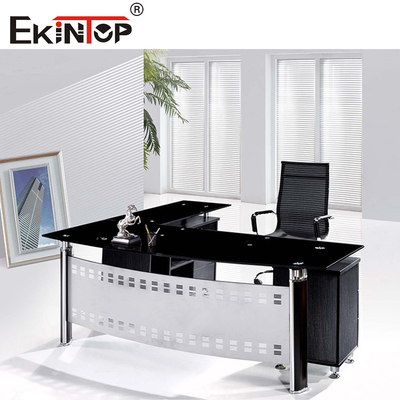 Chân kim loại với bàn kính tủ Modern Home Office Computer Desk