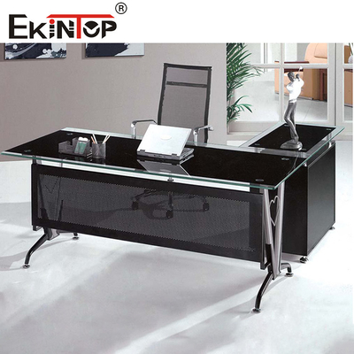 Chân kim loại với bàn kính tủ Modern Home Office Computer Desk