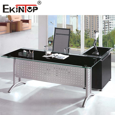 Chân kim loại với bàn kính tủ Modern Home Office Computer Desk