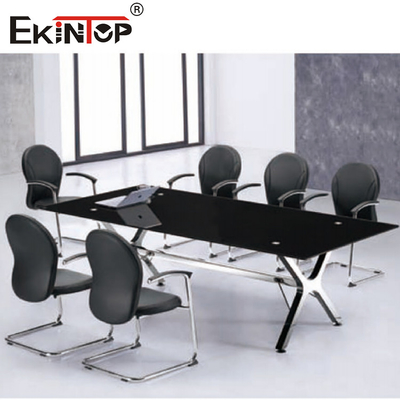 Bàn hội nghị hình chữ nhật màu đen Không khí kinh doanh thanh lịch 10 chỗ ngồi