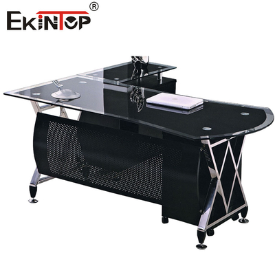 Modern Seamless Glass Văn phòng bàn ghế bên Cabinet bàn