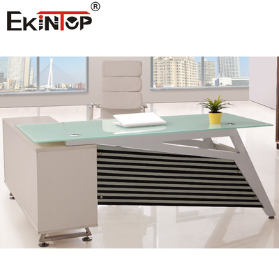 Bàn văn phòng kính đương đại của OEM Định nghĩa lại không gian làm việc của bạn với sự thanh lịch hiện đại