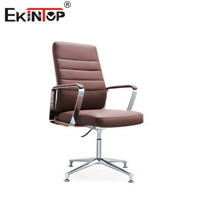 ODM ghế cánh tay da hiện đại với cơ sở kim loại Chrome