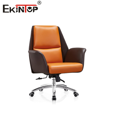 High Back Cushioned Độ cao điều chỉnh màu cam và màu nâu ghế da