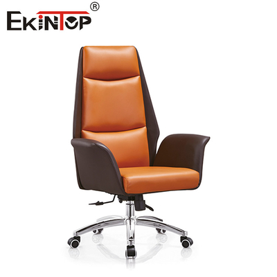High Back Cushioned Độ cao điều chỉnh màu cam và màu nâu ghế da
