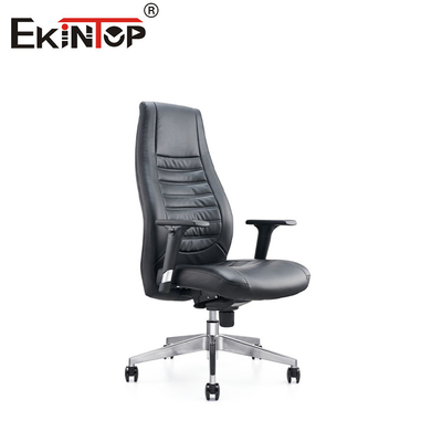 3D Armrests ghế văn phòng da đen với chân kim loại Độ cao điều chỉnh