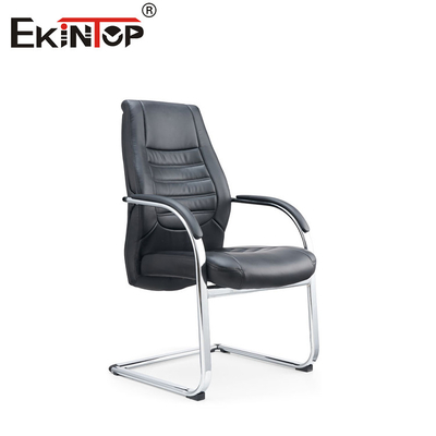 3D Armrests ghế văn phòng da đen với chân kim loại Độ cao điều chỉnh