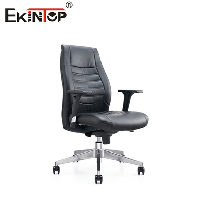 3D Armrests ghế văn phòng da đen với chân kim loại Độ cao điều chỉnh