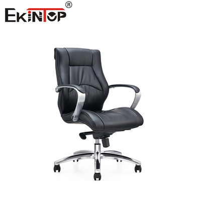 High Swivel Đen PU ghế văn phòng da với hỗ trợ cánh tay cố định