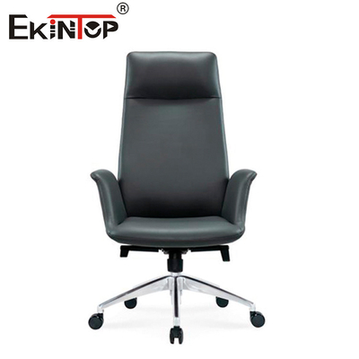 Kiểu kinh doanh ghế da đen với chân kim loại độ cao điều chỉnh