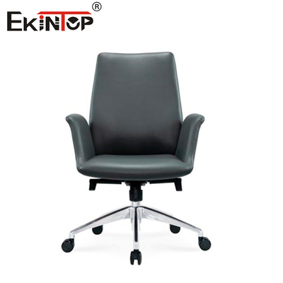Kiểu kinh doanh ghế da đen với chân kim loại độ cao điều chỉnh